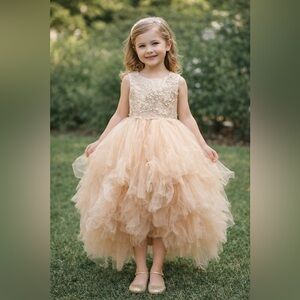 Charming Gold Kids Formal Dress